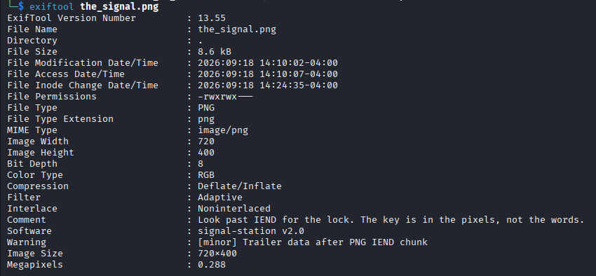 exiftool output